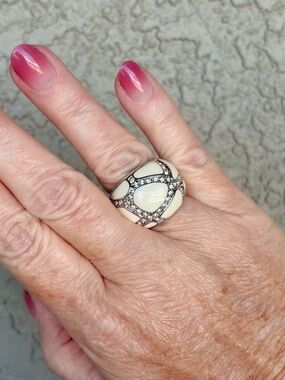 Camille Lucie Cream Enameled CZ Dome Ring
